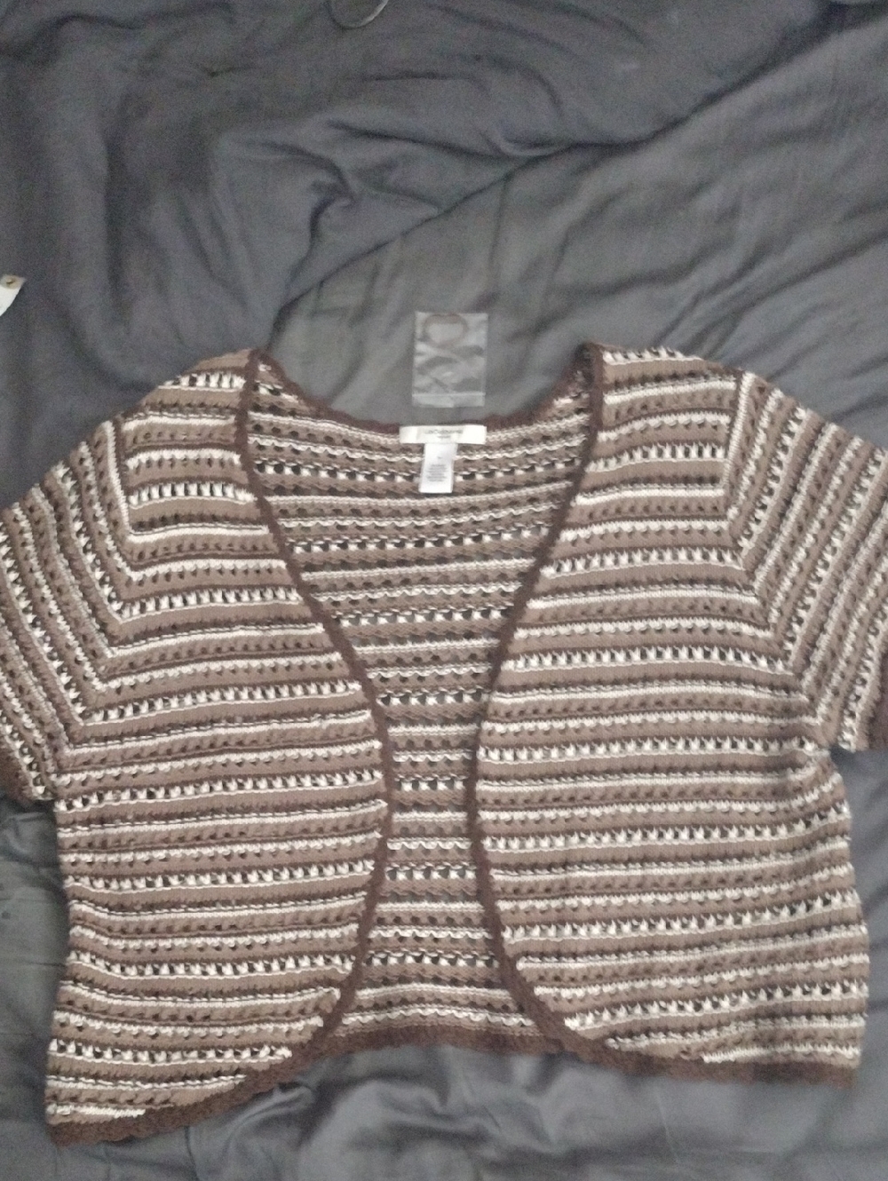Liz Claiborne shrug. Size XL. Taupe, brown and white. Never worn.